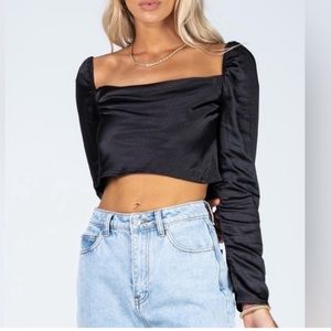 Princess Polly Recycled Fibers Love Song Top Black